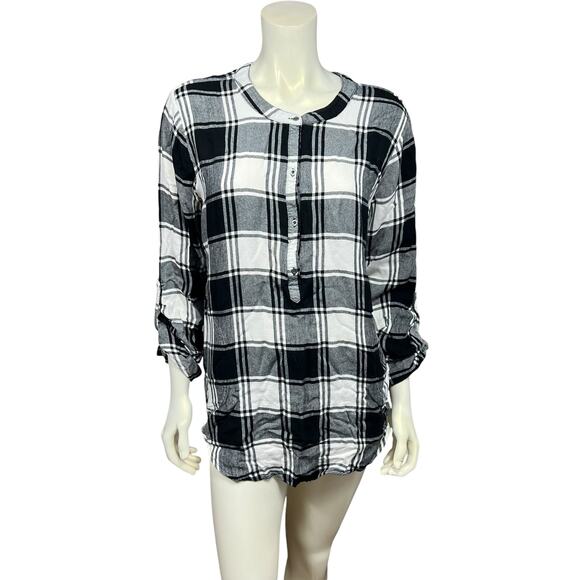 Eddie Bauer XL Black & White Plaid Button-Down Top - Good Condition - Picture 1 of 5